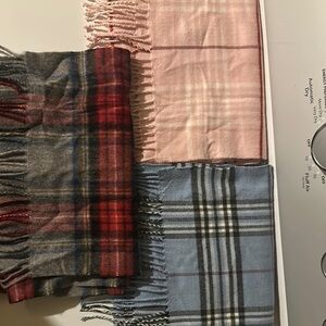 Plaid Scarves Set in Red, Pink, and Blue